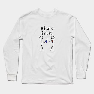Stick Figures Share Fruit Long Sleeve T-Shirt